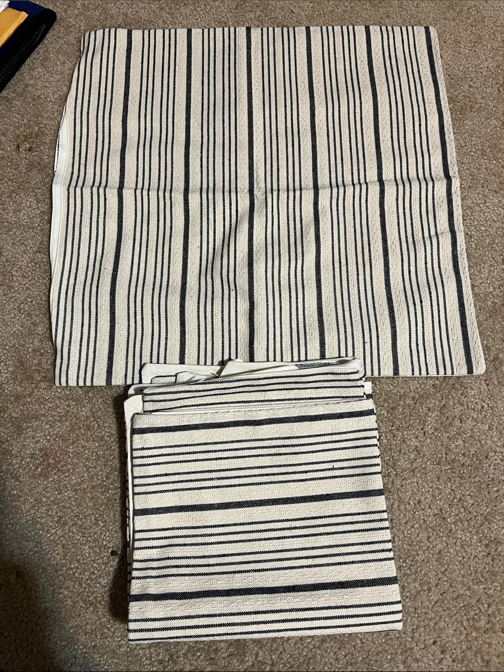 Striped Black and White Cotton Throw Pillow Covers